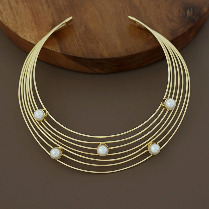Golden 7 Layer Glossy Round Neck Cuff