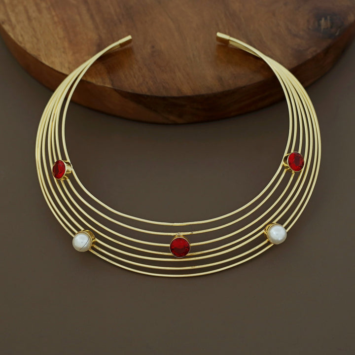 Golden 7 Layer Glossy Round Neck Cuff