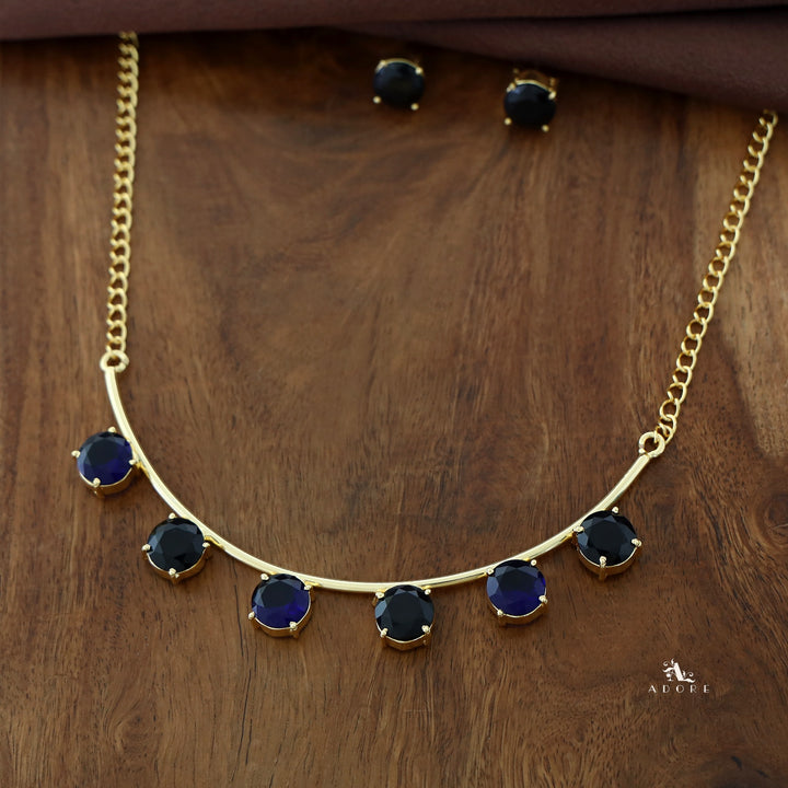 Mejuri Glossy 6 Stone Moon Neckpiece With Stud