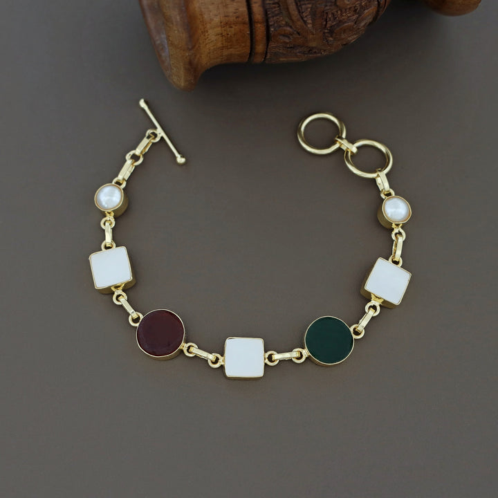 Dafne MOP + Raw Stone +Dyed Stone  Bracelet