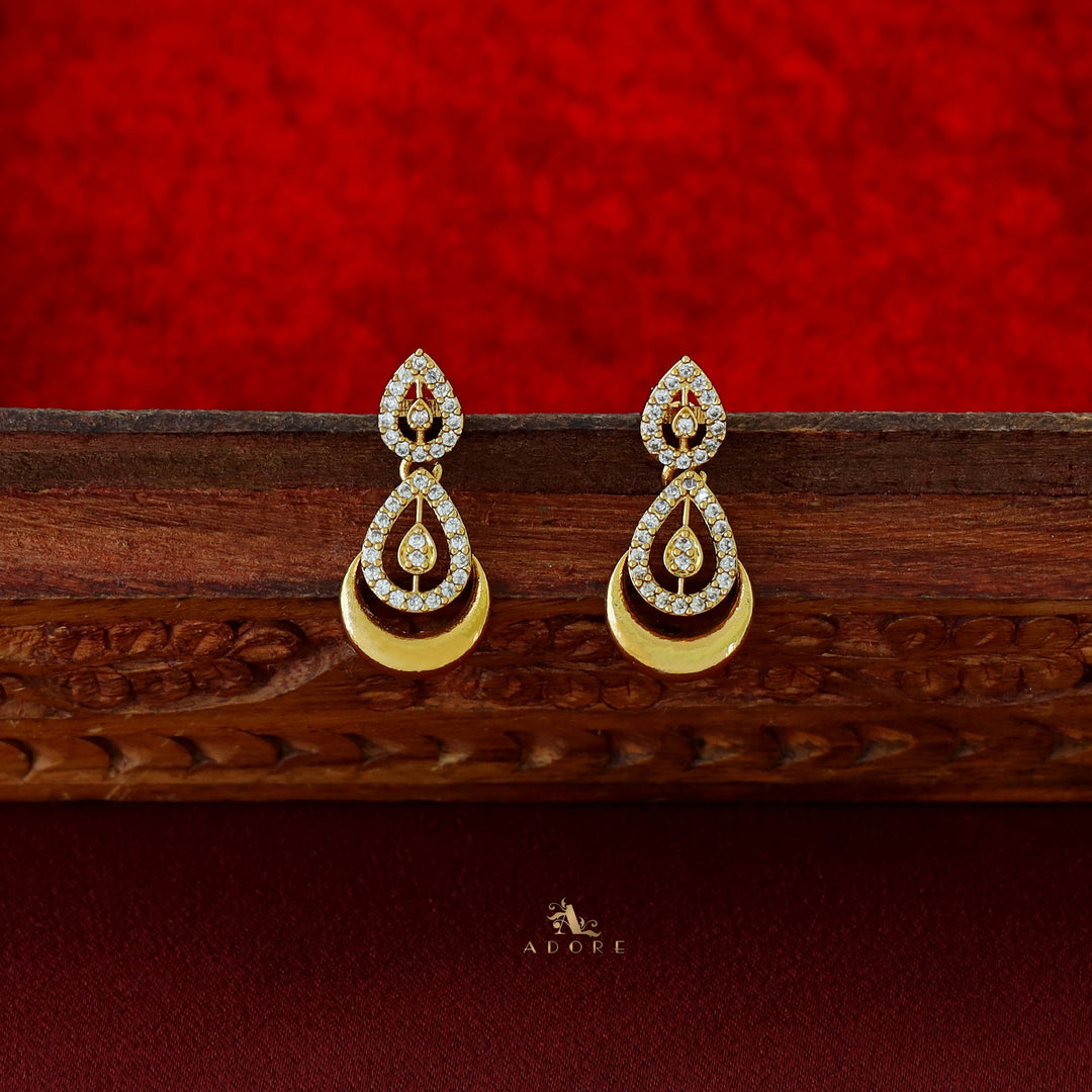 Etasha Golden Crescent Drop Neckpiece With Earring