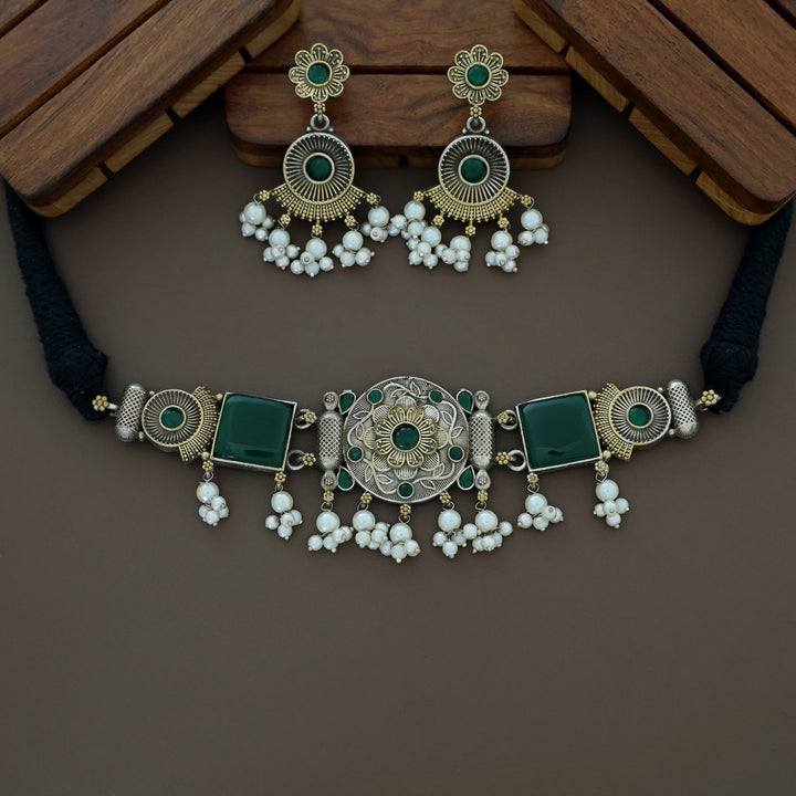 Onika Dual Tone Choker With Earring