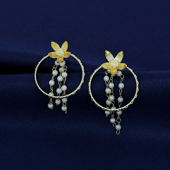 Golden Circle Tassel Flower Earring