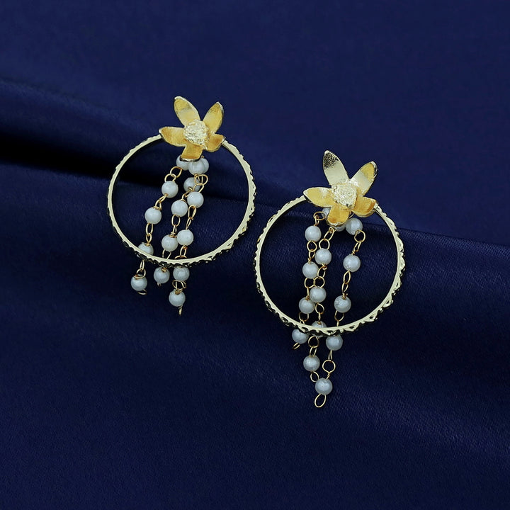 Golden Circle Tassel Flower Earring