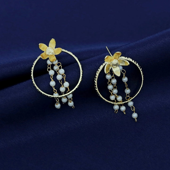 Golden Circle Tassel Flower Earring