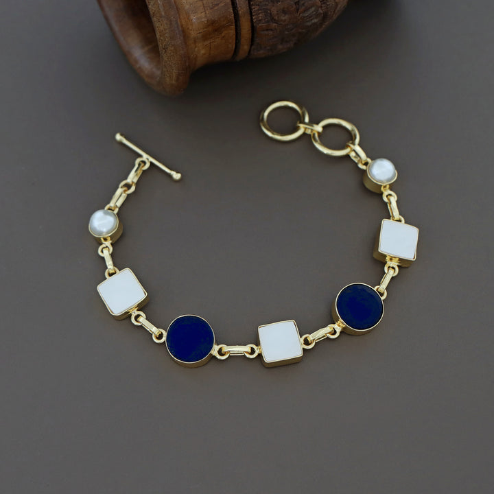 Dafne MOP + Raw Stone +Dyed Stone  Bracelet