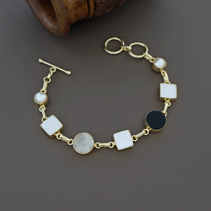 Dafne MOP + Raw Stone +Dyed Stone  Bracelet