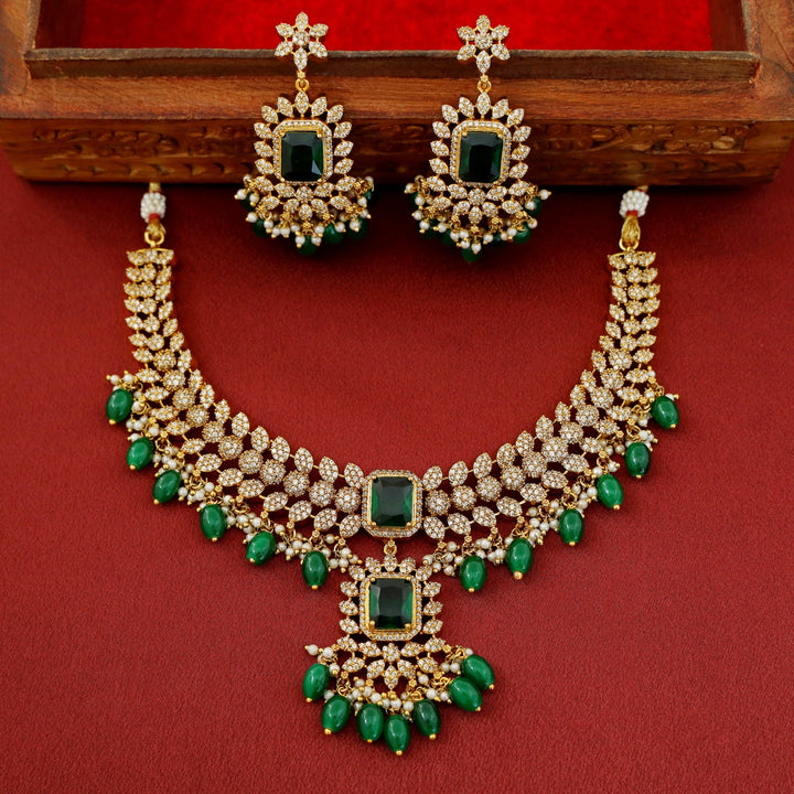 Teertha AD Stone + Glossy Neckpiece With Earring