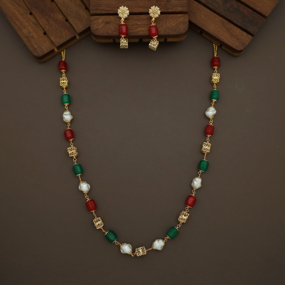 Riley Beaded Baroque Neckpiece with Earring