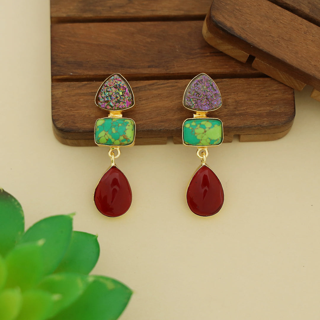 Katy Druzy + Glossy Stone Earring