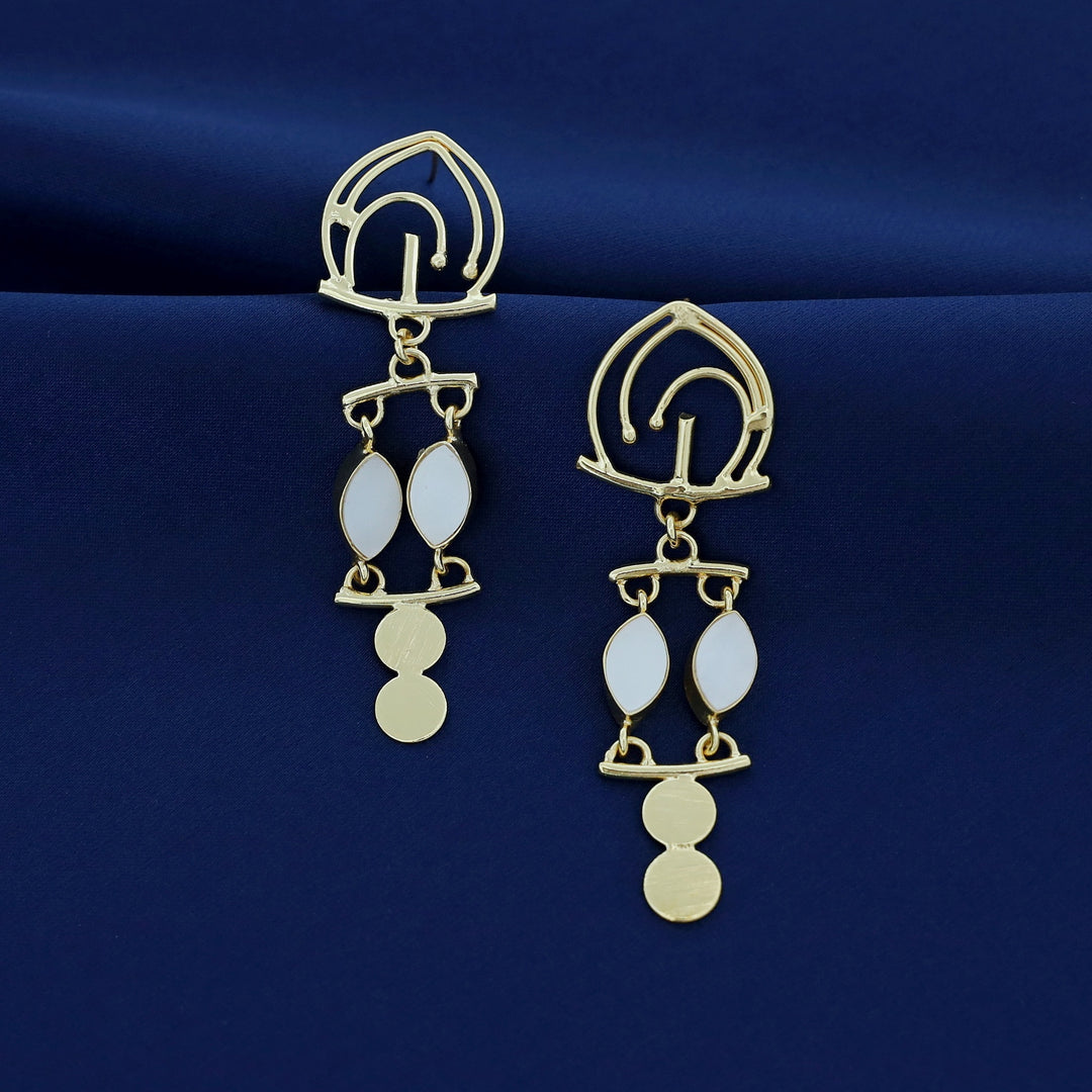 Ailany Golden Glossy Stone Earring