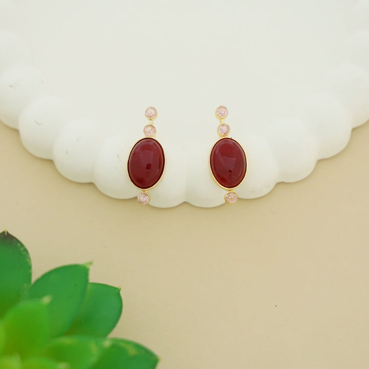 Christina Natural + Glossy Stone Earring