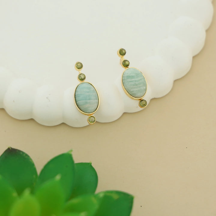 Christina Natural + Glossy Stone Earring