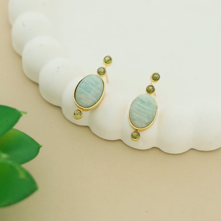 Christina Natural + Glossy Stone Earring