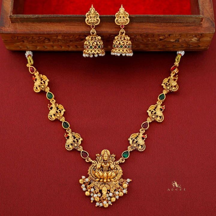 Adhishtalakshmi Mayura Short Neckpiece With Earring