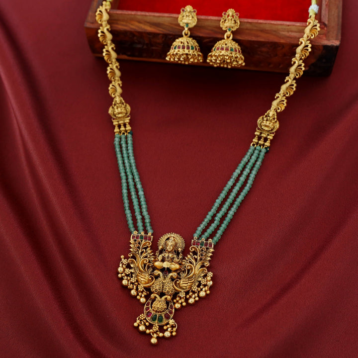 Chayanika Lakshmi Pendant Layered Mayura Neckpiece With Earring