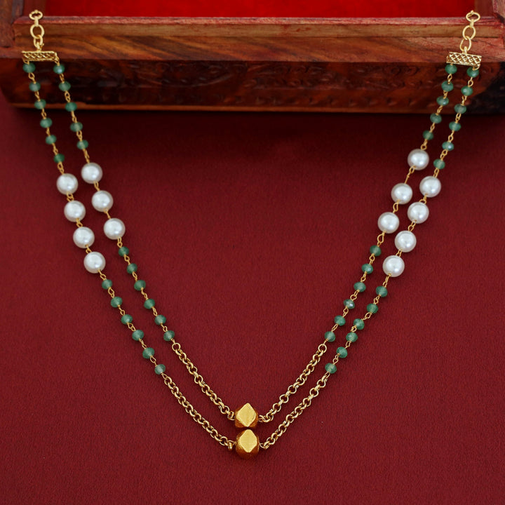 Daruka Two Layer Beads Pearl Chain Neckpiece
