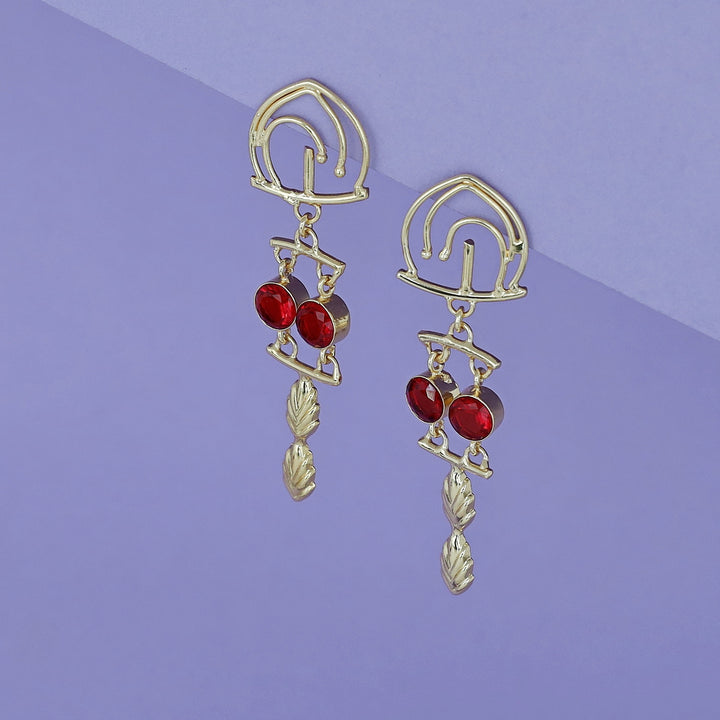 Ailany Golden Glossy Stone Earring