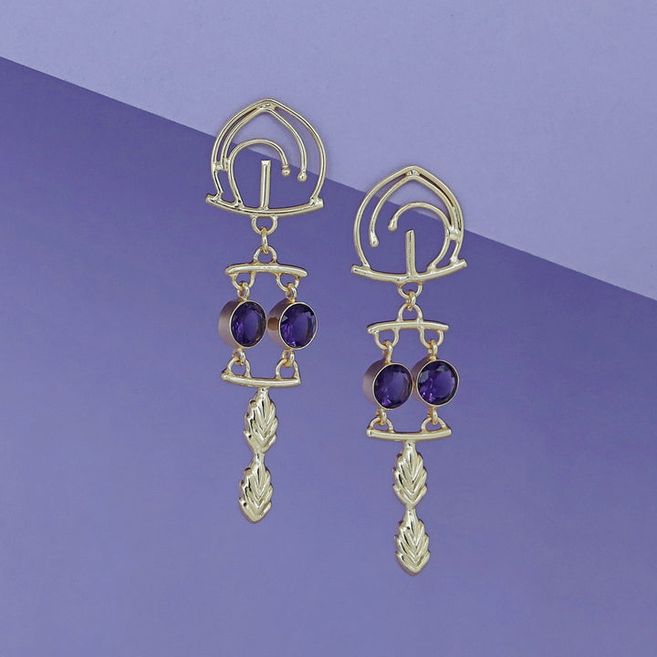 Ailany Golden Glossy Stone Earring