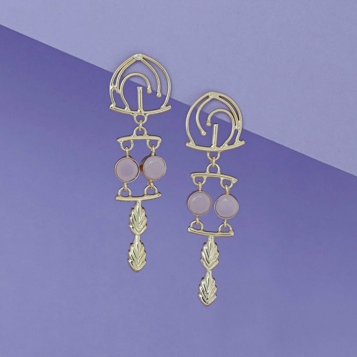 Ailany Golden Glossy Stone Earring