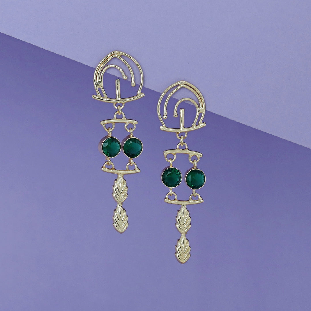 Ailany Golden Glossy Stone Earring