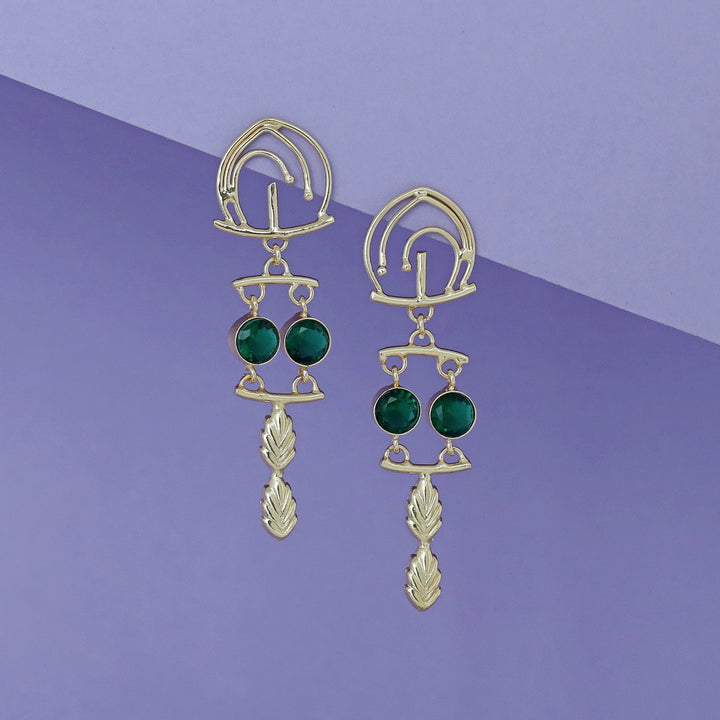 Ailany Golden Glossy Stone Earring