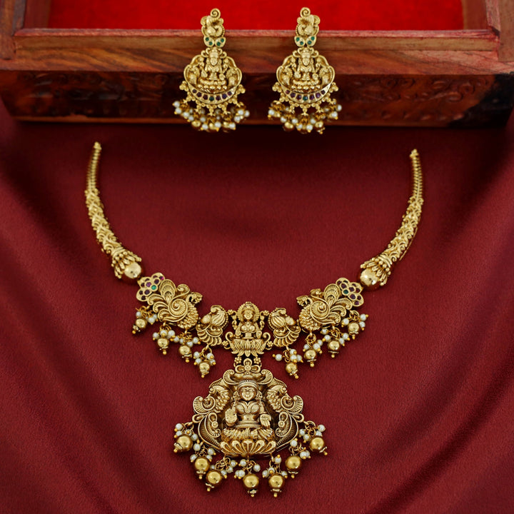 Pranavi Lakshmi Stiff Wing Neckpiece With Earring
