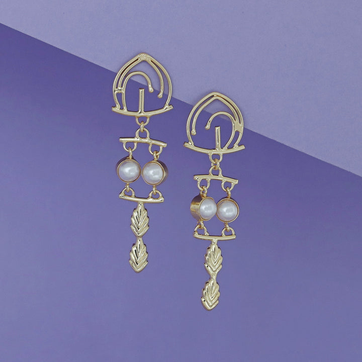 Ailany Golden Glossy Stone Earring