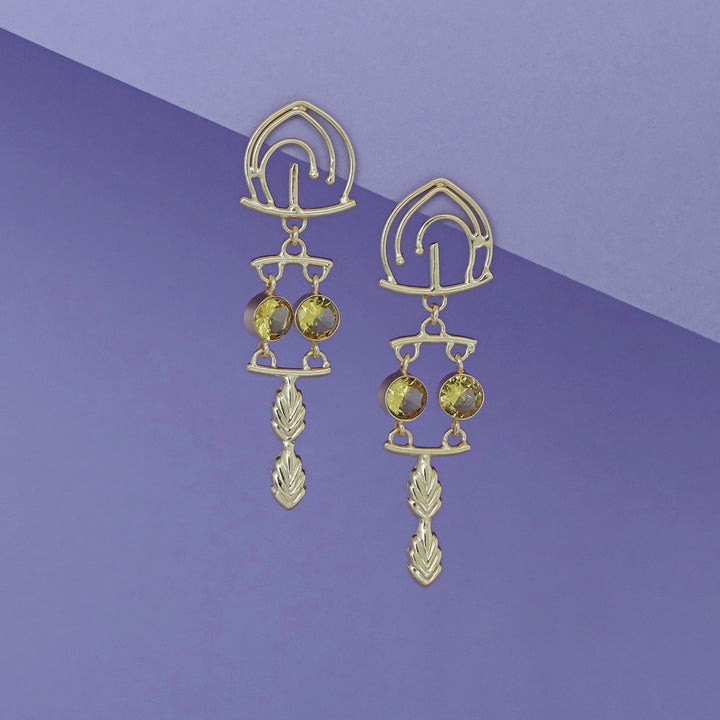 Ailany Golden Glossy Stone Earring