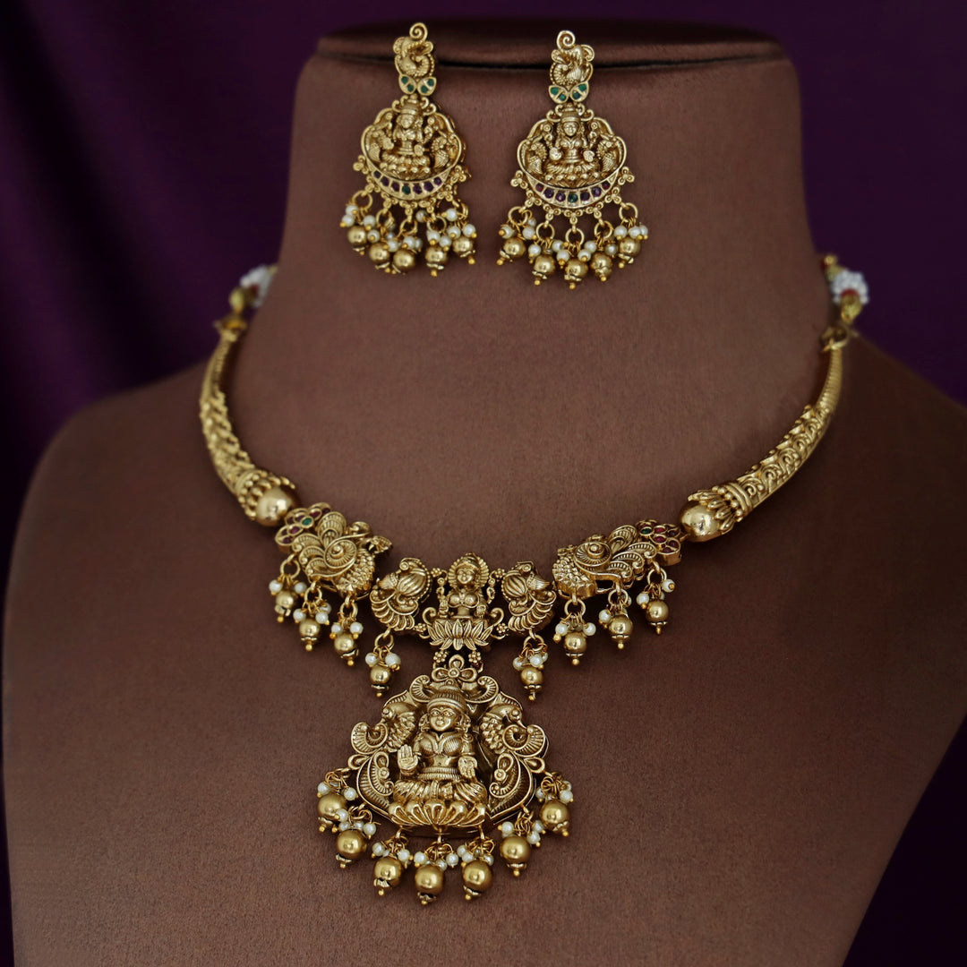 Pranavi Lakshmi Stiff Wing Neckpiece With Earring