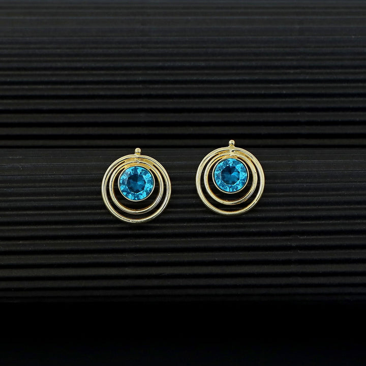 Ishta Golden Dual Glossy Stone Circle Earring