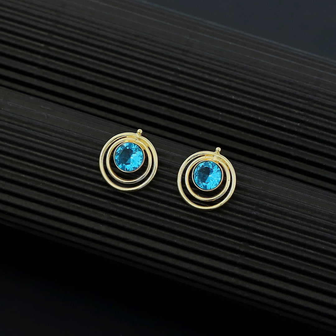 Ishta Golden Dual Glossy Stone Circle Earring