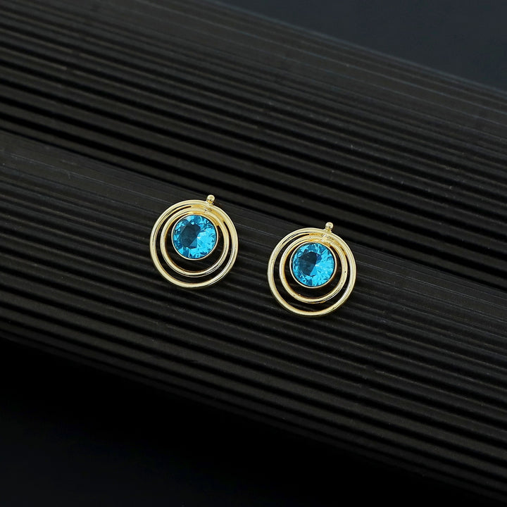 Ishta Golden Dual Glossy Stone Circle Earring