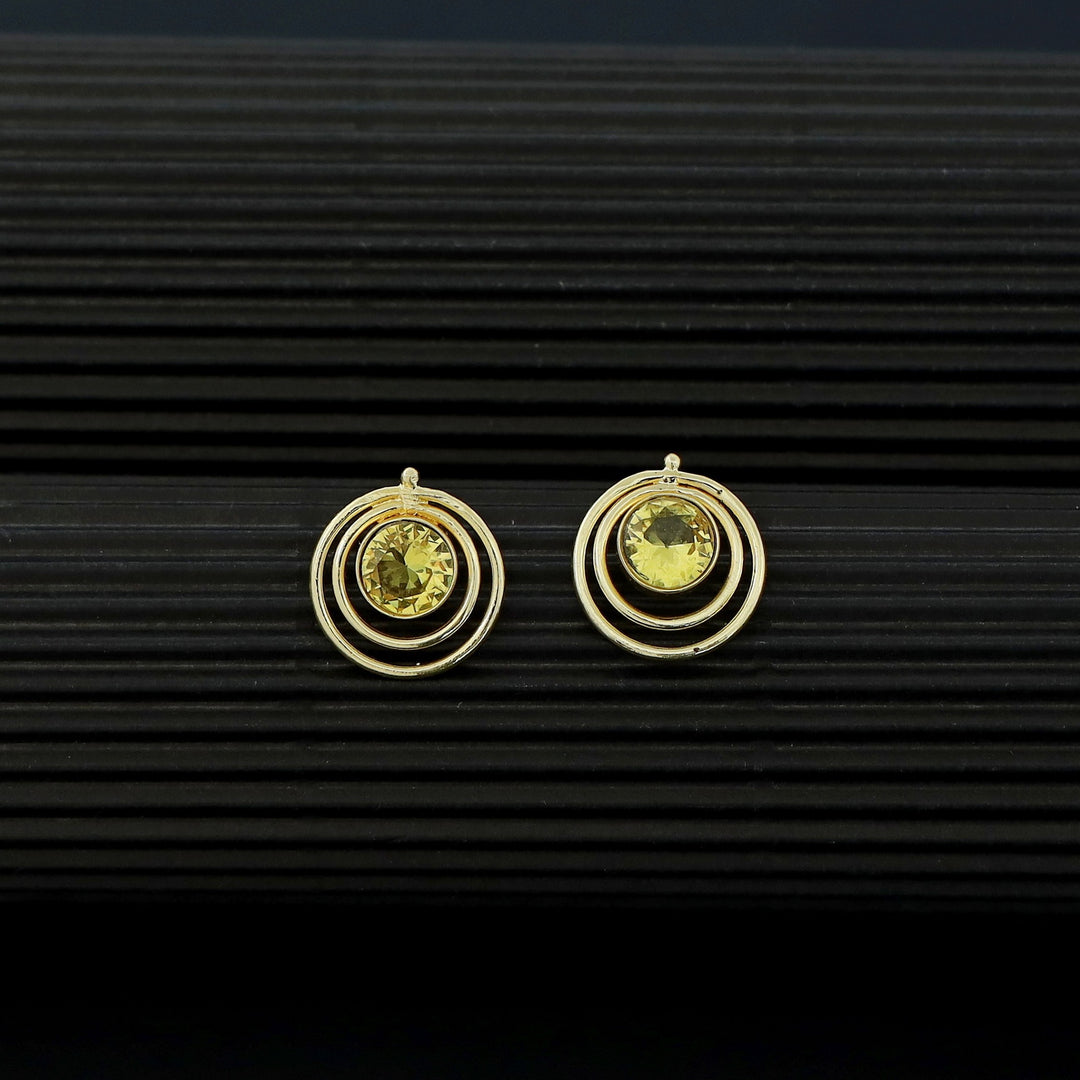 Ishta Golden Dual Glossy Stone Circle Earring