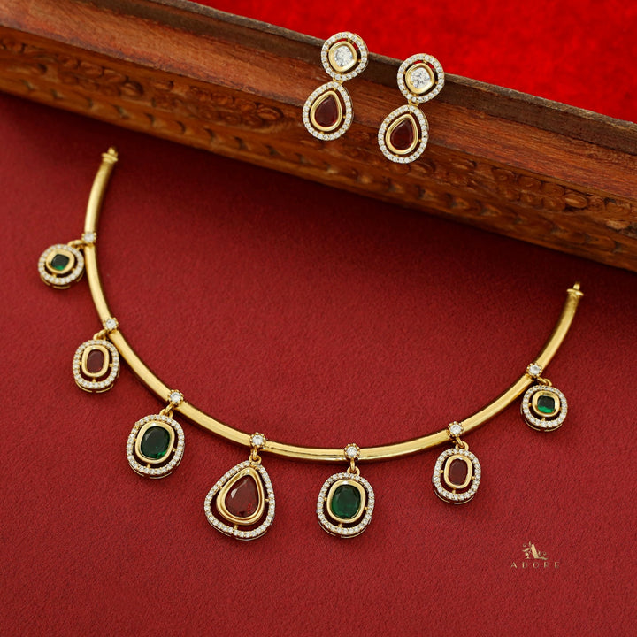 Alaknanda Polki Kundan Short Neckpiece With Earring