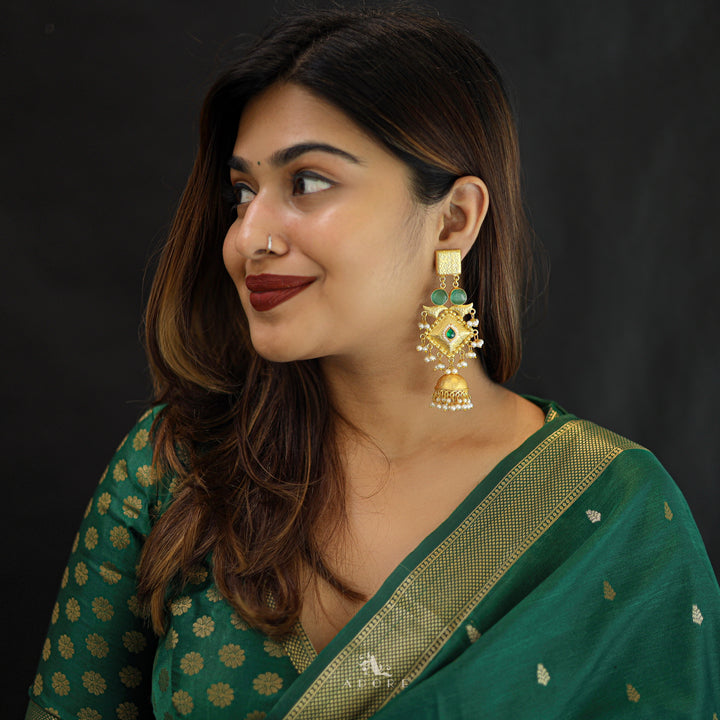 Akshara Golden Diamond Ghungroo Long Jhumka