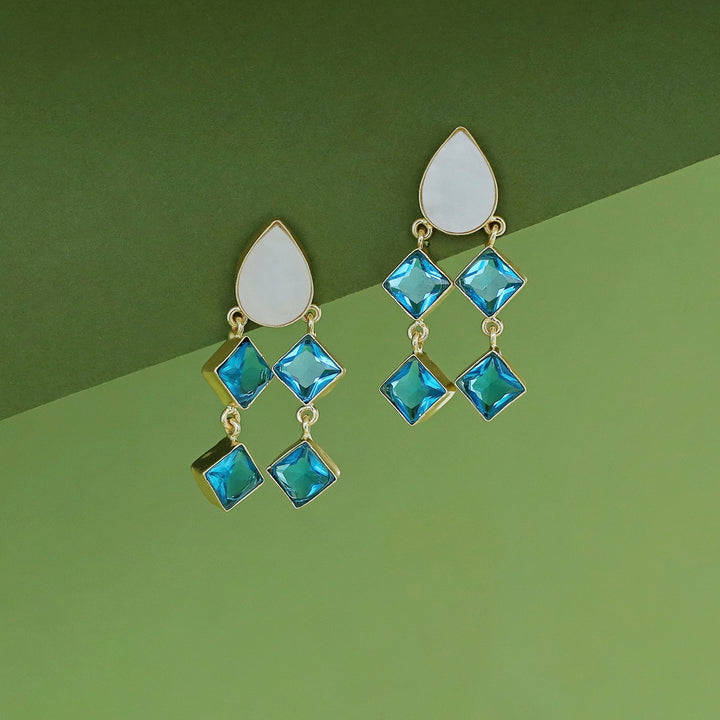Alaya Drop MOP + Glossy Diamond Earring