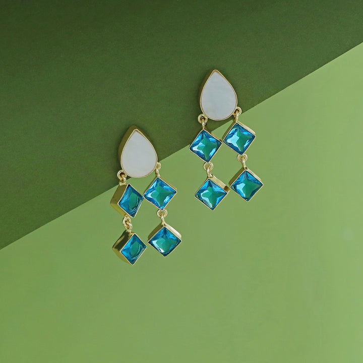 Alaya Drop MOP + Glossy Diamond Earring