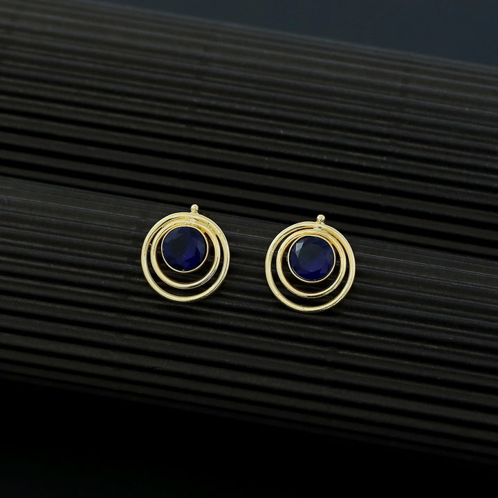 Ishta Golden Dual Glossy Stone Circle Earring
