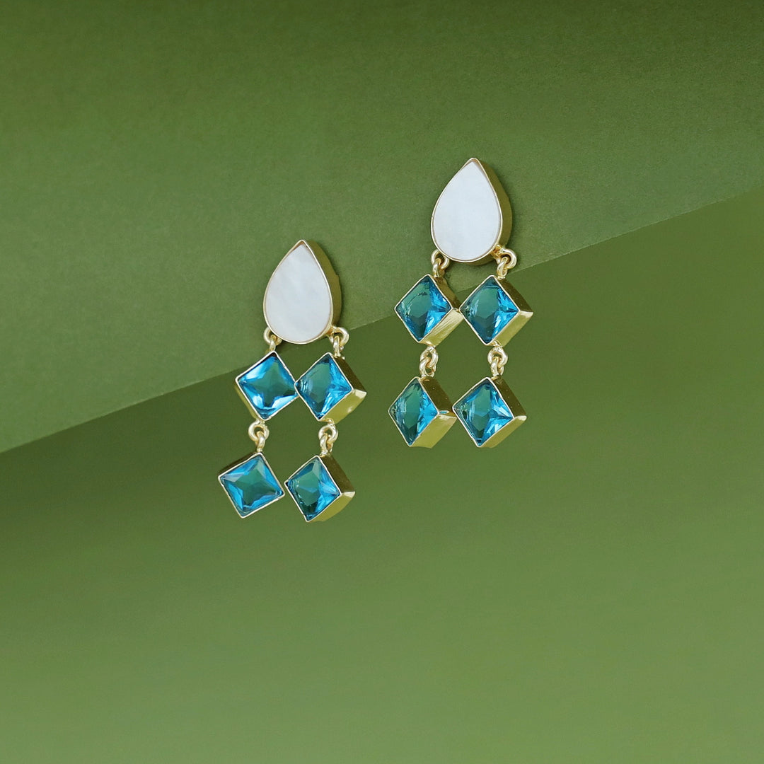 Alaya Drop MOP + Glossy Diamond Earring