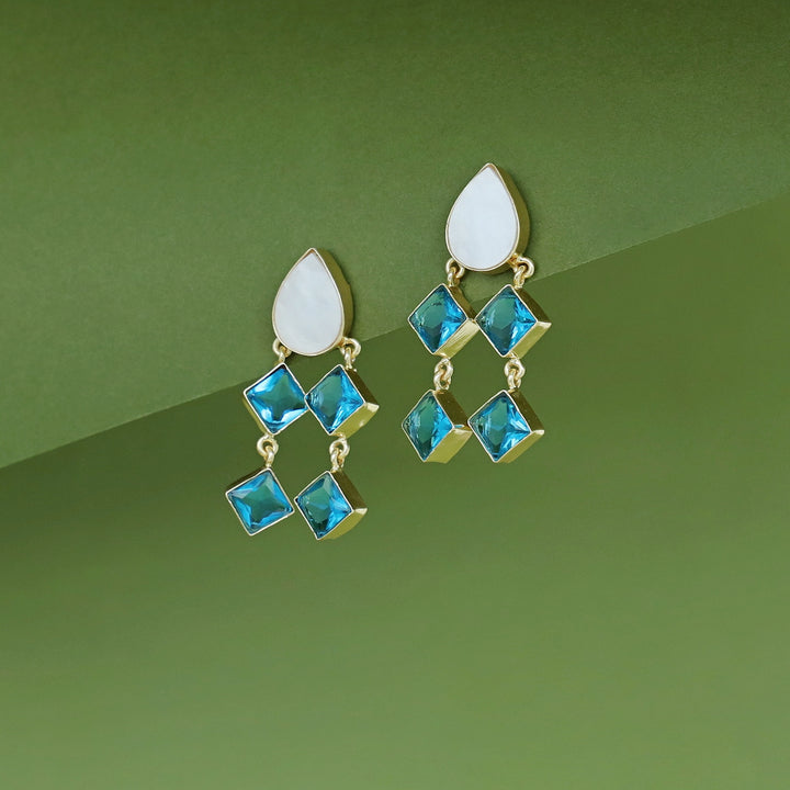 Alaya Drop MOP + Glossy Diamond Earring