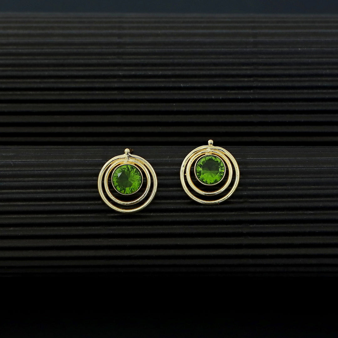 Ishta Golden Dual Glossy Stone Circle Earring