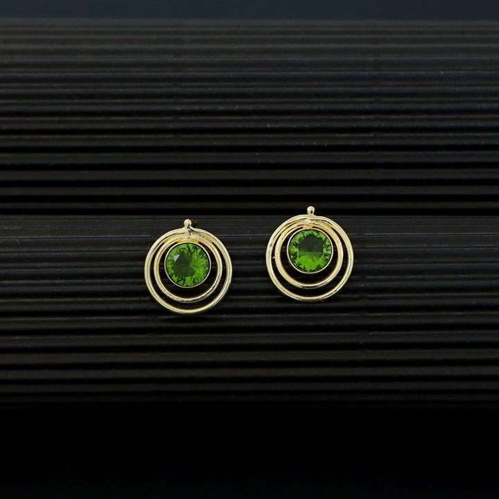 Ishta Golden Dual Glossy Stone Circle Earring