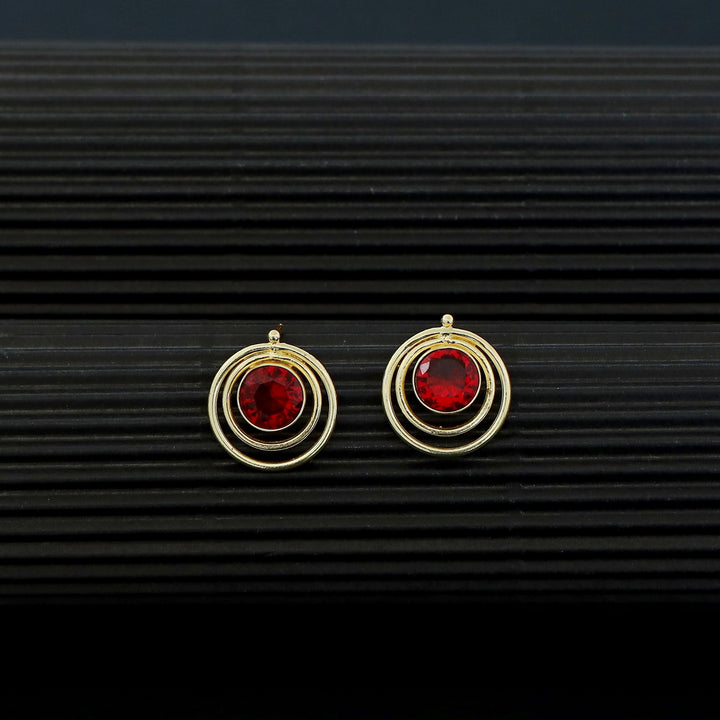 Ishta Golden Dual Glossy Stone Circle Earring