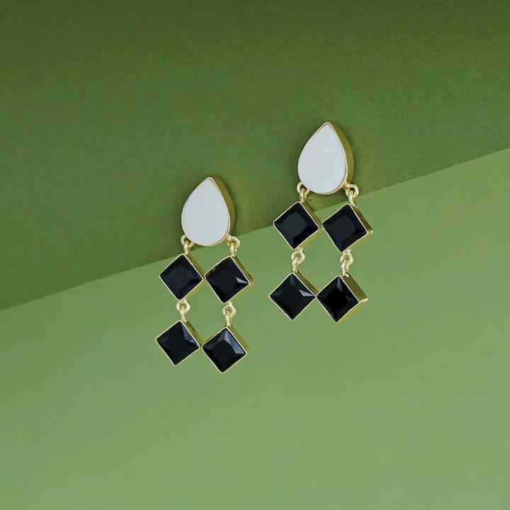 Alaya Drop MOP + Glossy Diamond Earring