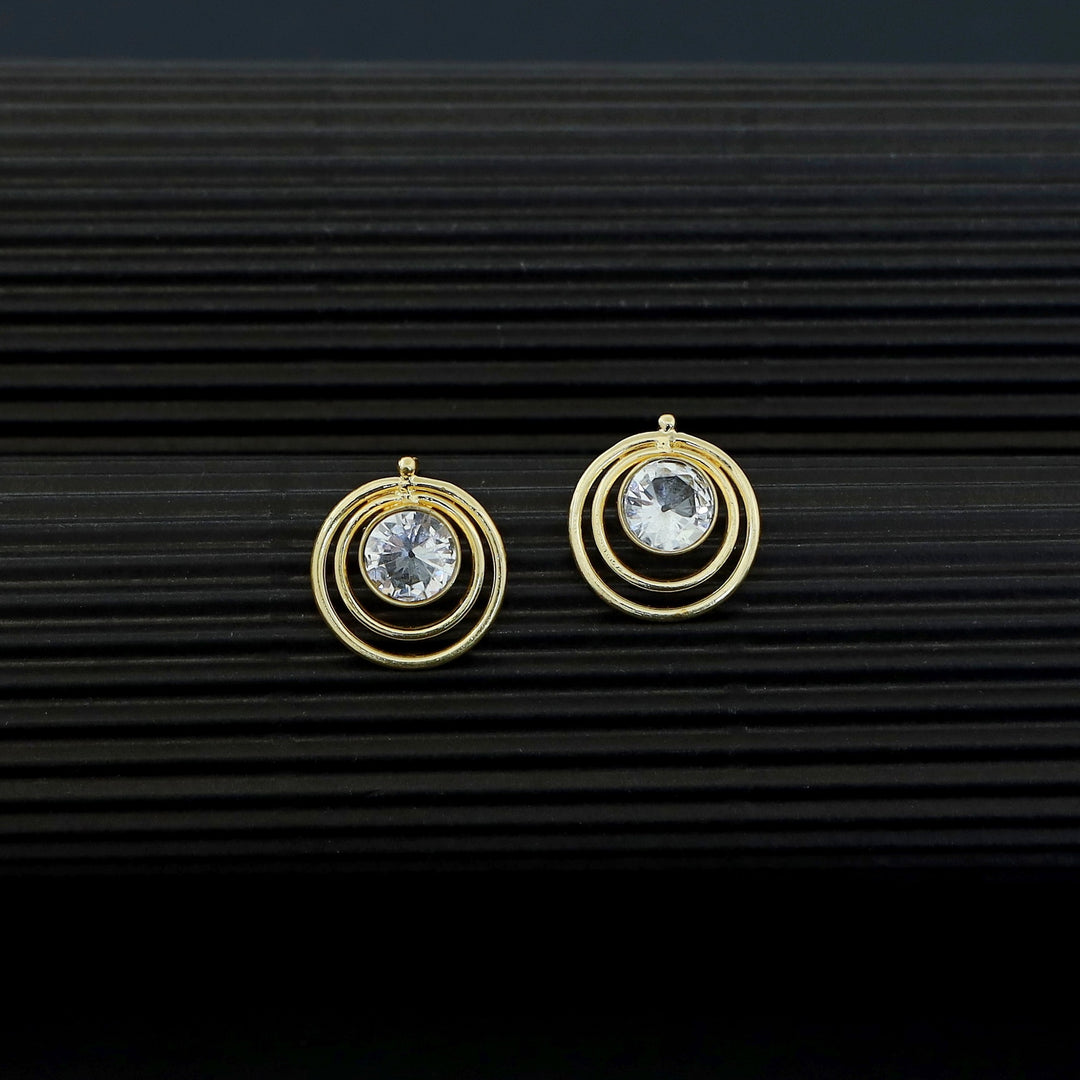 Ishta Golden Dual Glossy Stone Circle Earring