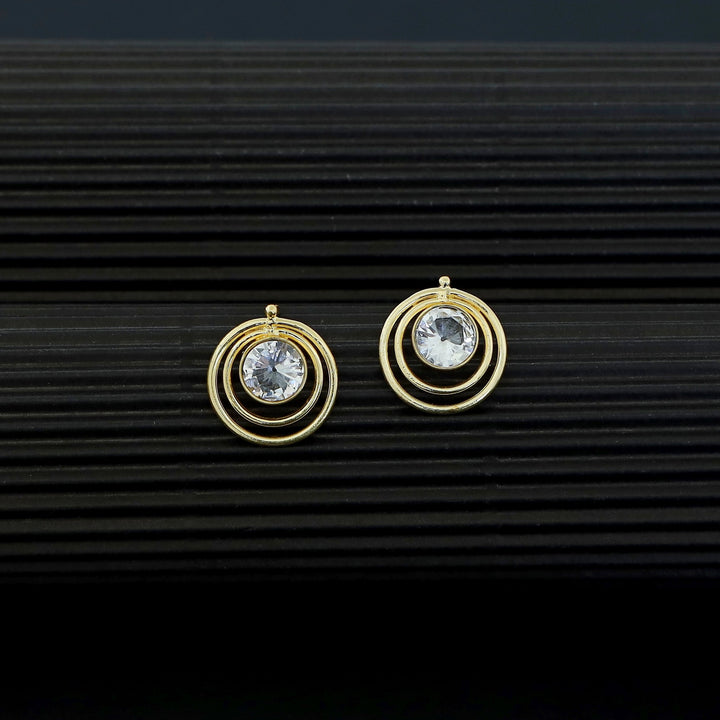 Ishta Golden Dual Glossy Stone Circle Earring