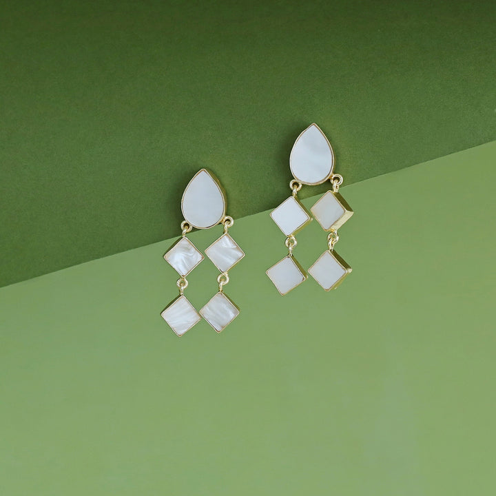 Alaya Drop And Diamond MOP Earring