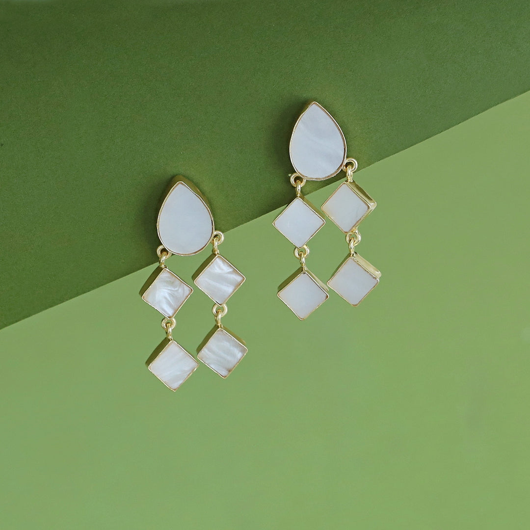 Alaya Drop And Diamond MOP Earring