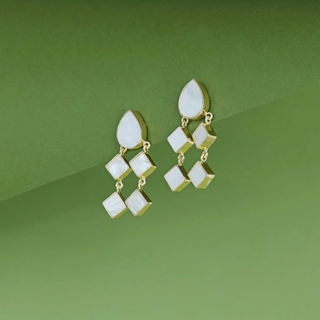 Alaya Drop And Diamond MOP Earring